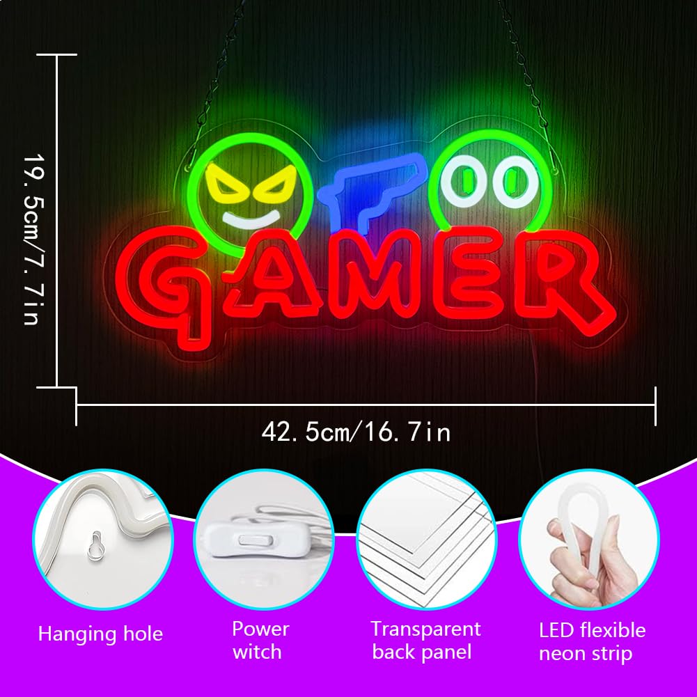 Gamer Neon Sign LED Wall Light - Party Games For Christmas 评论和价格