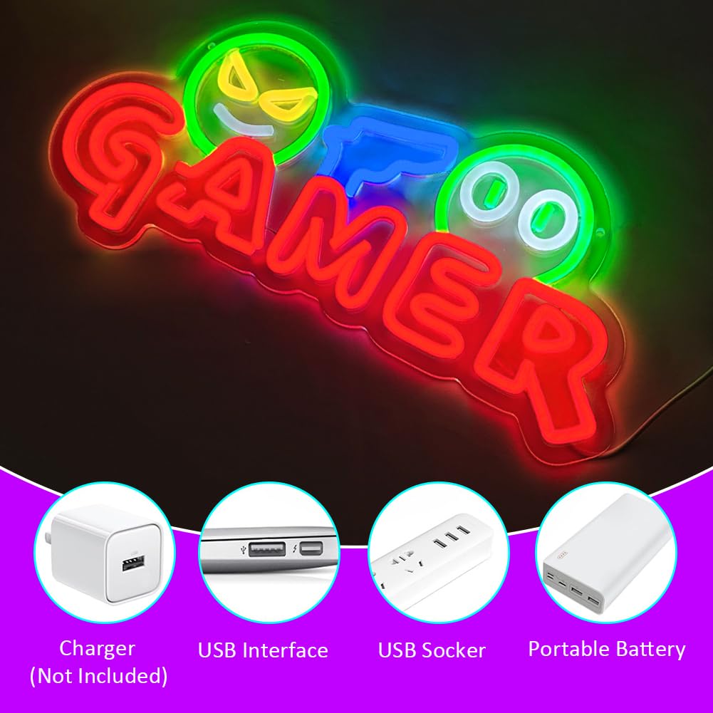 Gamer Neon Sign LED Wall Light - Party Games For Christmas 评论和价格