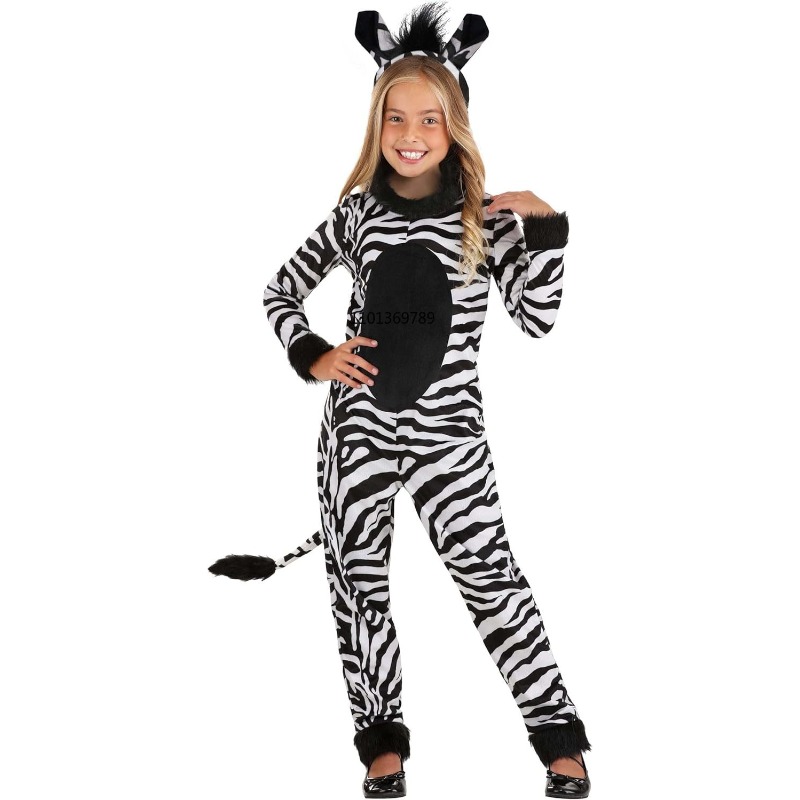 Girls Zebra Costume with Headb - Zoo Party Games 评论和价格